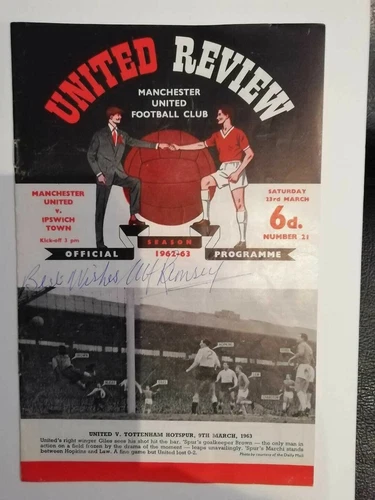 Alf Ramsey Signed 1963 Manchester United Programme