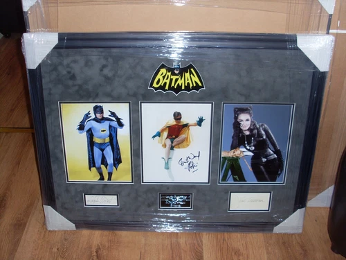 Batman Adam West, Burt Ward, Julie Newmar Signed Montage