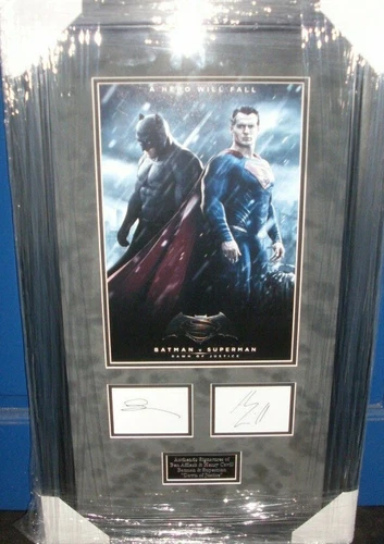 Ben Affleck and Henry Cavill Batman Superman Signed Montage