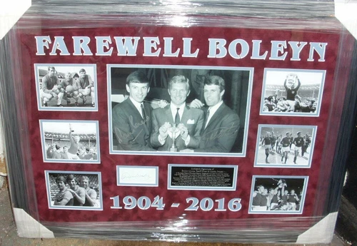 Bobby Moore, Geoff Hurst & Martin Peters West Ham United 'Farewell Boleyn' Signed Montage
