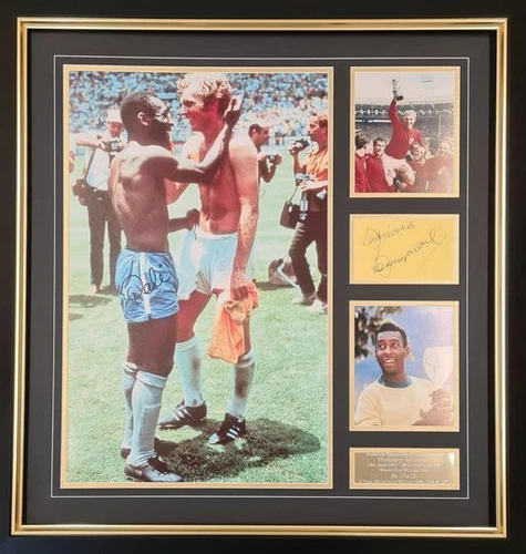 Bobby Moore & Pelé Signed Montage - The Iconic Shirt Swap
