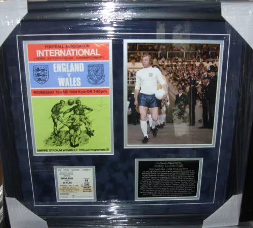 Bobby Moore Signed England Programme Montage