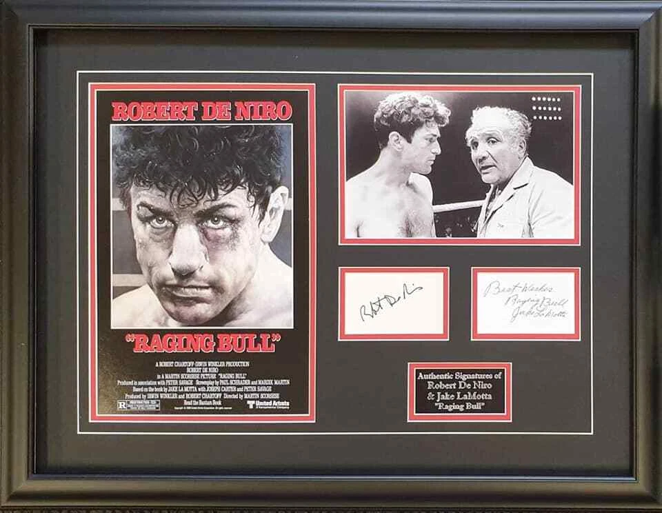 Robert De Niro and Jake LaMotta Raging Bull Signed Montage