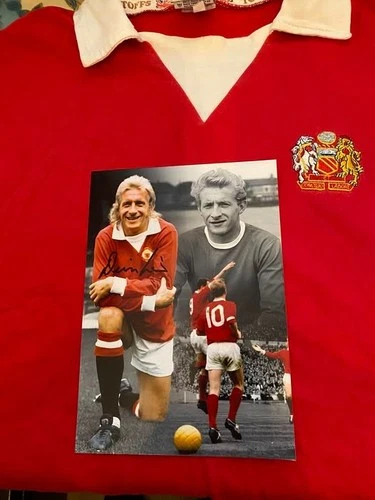 Denis Law Replica Vintage Shirt Signed Montage