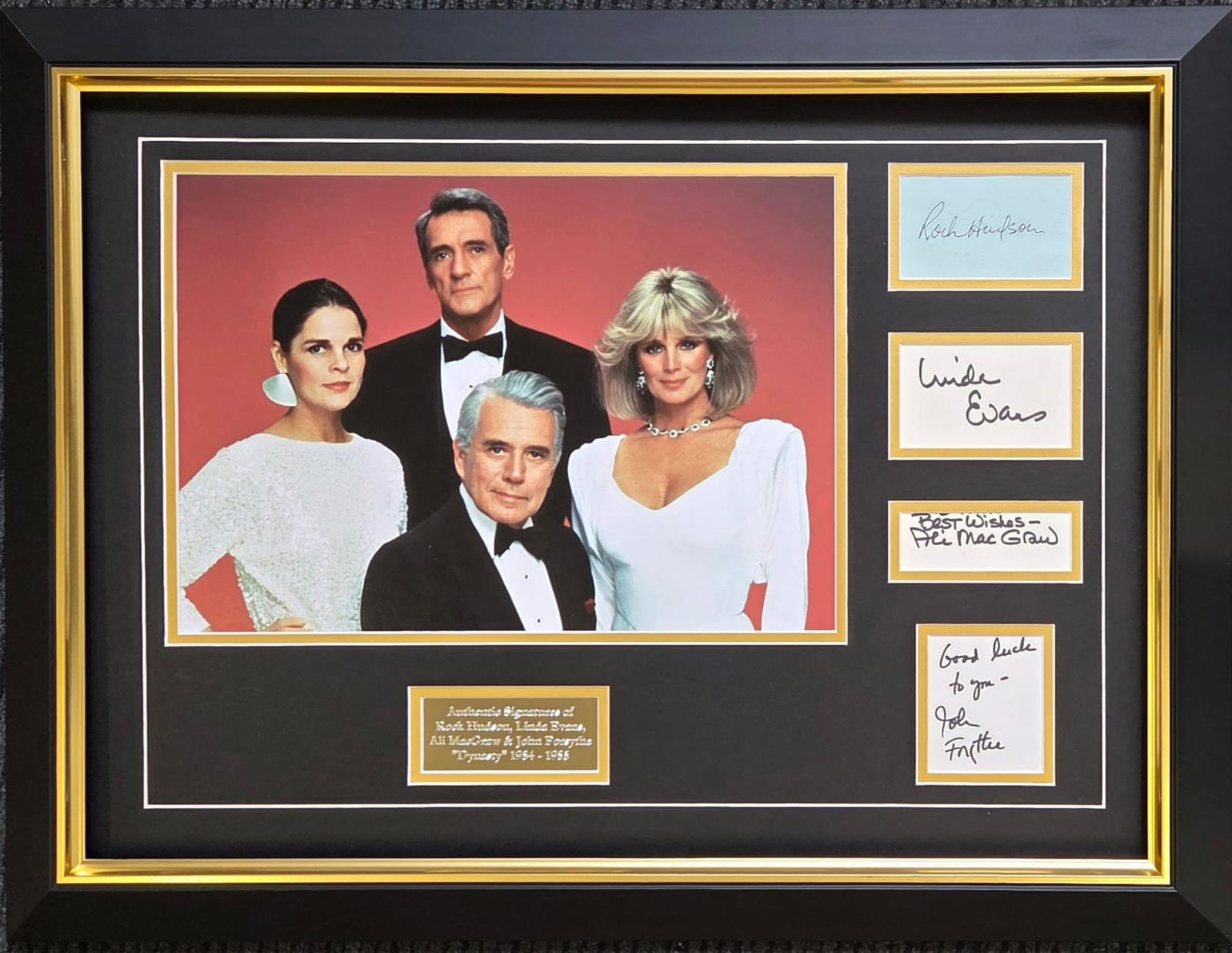 Rock Hudson Linda Evans Ali MacGraw John Forsythe Dynasty Signed Montage