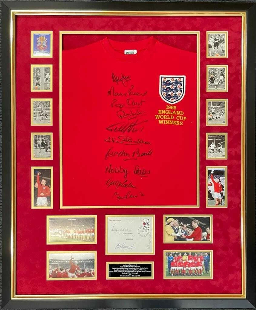 England 1966 World Cup Signed Shirt – 10 Signatures + Moore, Ramsey & Shepherdson FDC