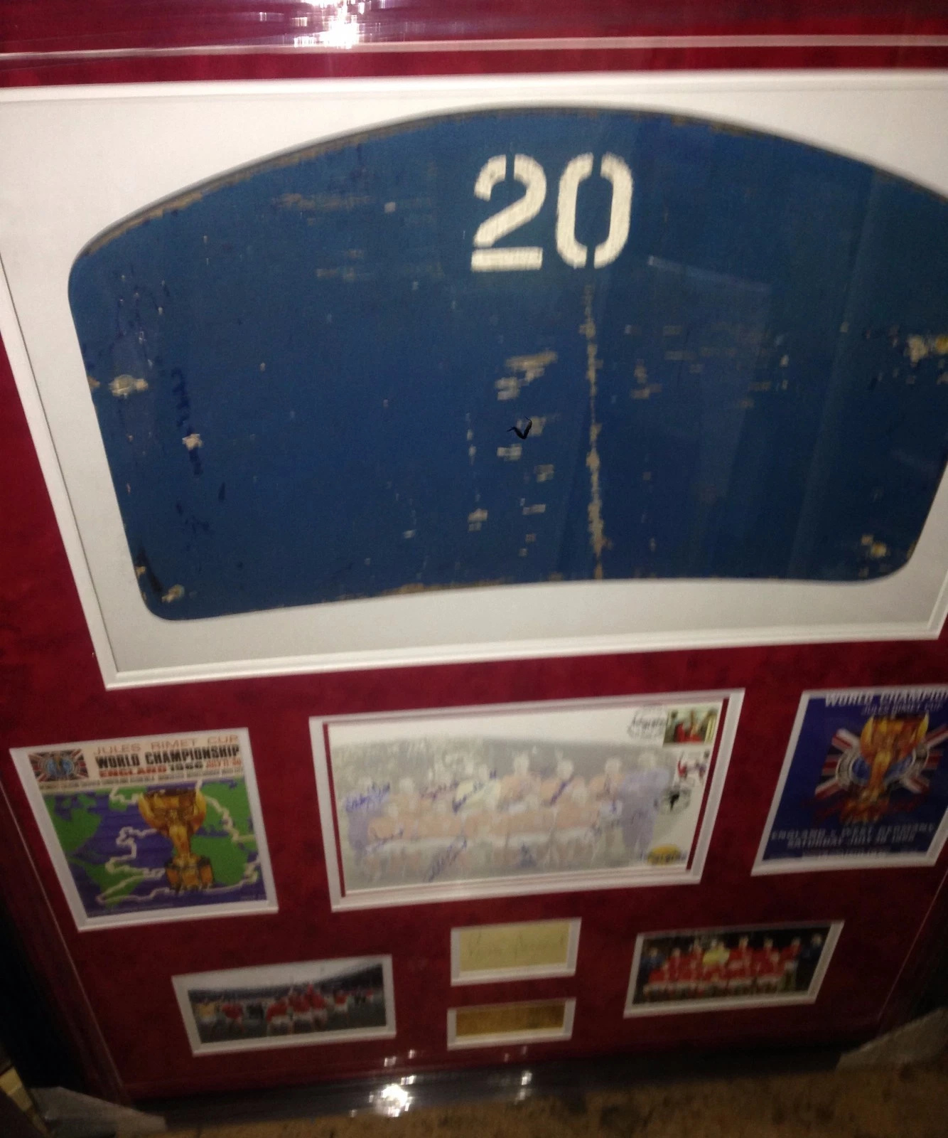England 1966 World Cup Winners Signed Wembley Seat Display