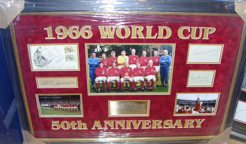 England 1966 World Cup Winners Signed Montage Including Wembley Seat