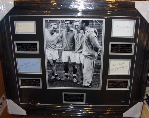 Billy Wright, Johnny Haynes, Tom Finney & Nat Lofthouse England Legends Signed Montage