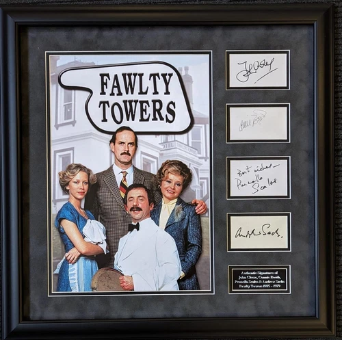 Fawlty Towers Cast Signed Montage - Cleese, Booth, Scales & Sachs