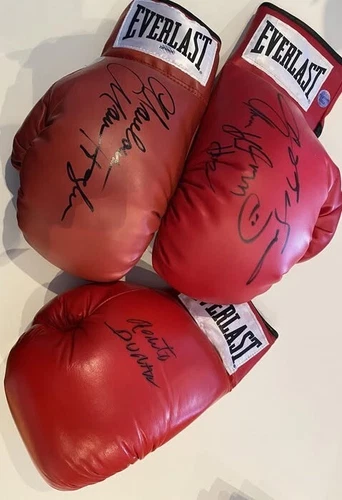Four Kings Signed Boxing Gloves - Hagler, Leonard, Hearns, Duran