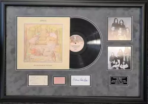 Genesis Signed Montage - Peter Gabriel, Phil Collins, Mike Rutherford, Tony Banks & Steve Hackett
