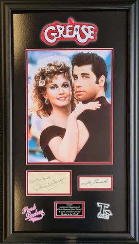John Travolta and Olivia Newton-John Grease Signed Montage