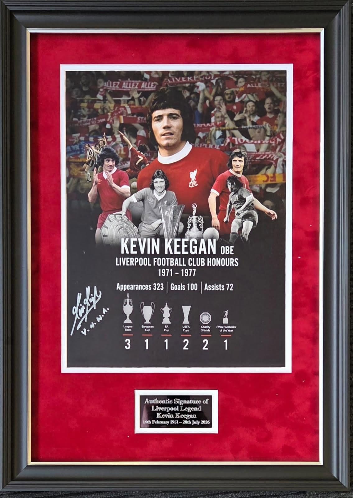 Kevin Keegan OBE Liverpool Honours Signed Display