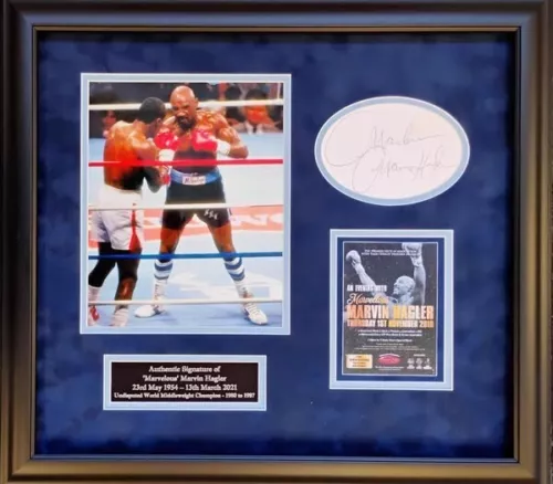 Marvelous Marvin Hagler Signed Framed Display