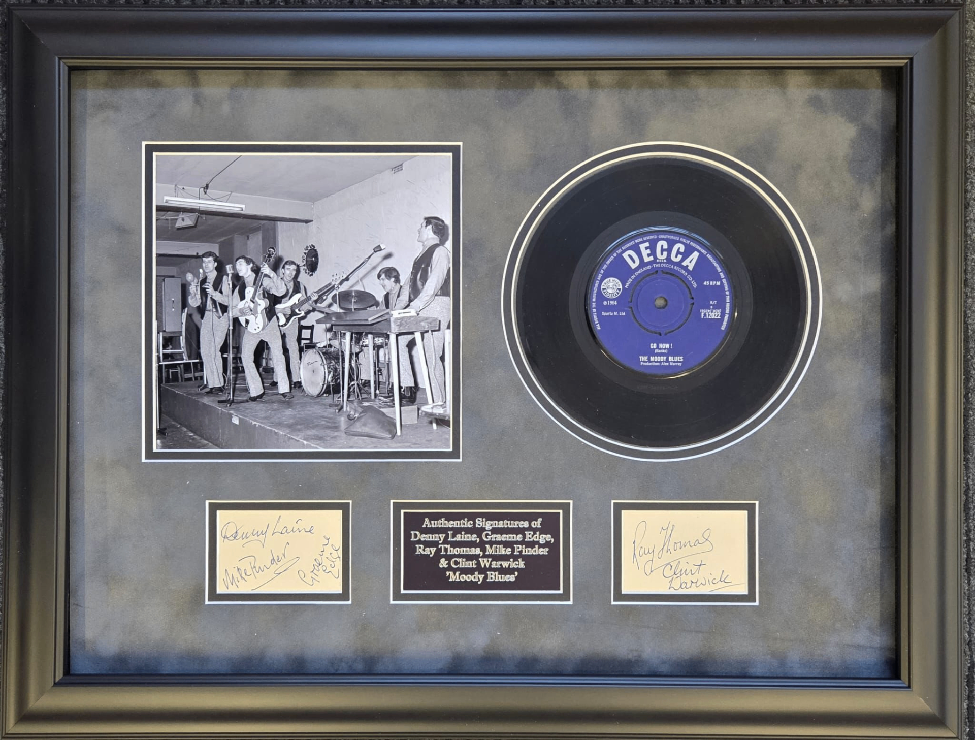 The Moody Blues Signed Montage – Laine, Edge, Thomas, Pinder & Warwick