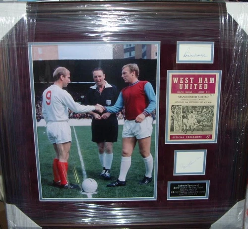 Bobby Moore & Bobby Charlton Signed Montage