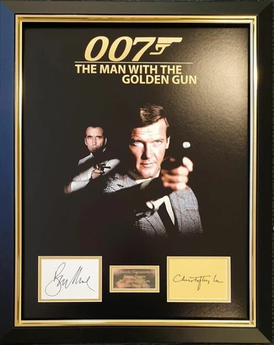Roger Moore & Christopher Lee 007 Man With The Golden Gun Signed Montage