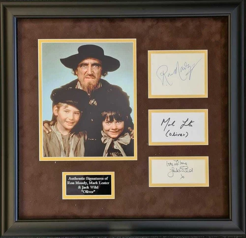 Ron Moody, Mark Lester, Jack Wild Oliver Signed Montage