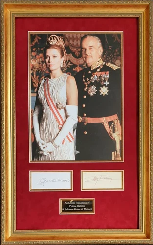 Prince Rainier & Princess Grace of Monaco Signed Vintage Montage