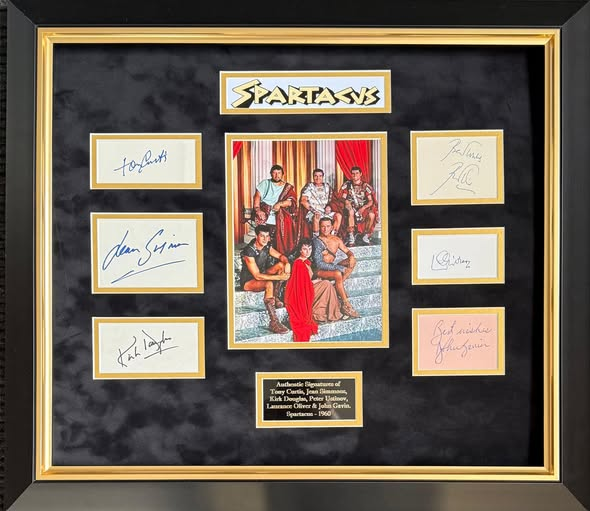 Spartacus Cast Signed Montage – Douglas, Simmons, Curtis, Olivier, Ustinov, Gavin