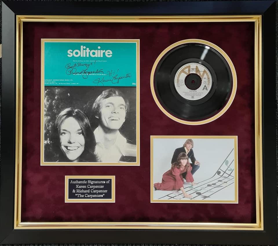 The Carpenters Signed 'Solitaire' Sheet Music