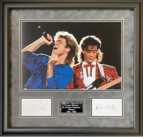 George Michael and Andrew Ridgeley Wham Signed Montage