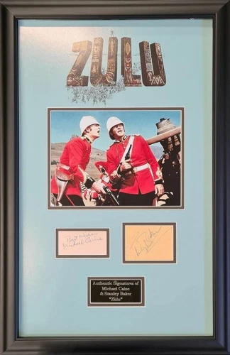 Michael Caine & Stanley Baker Zulu Signed Montage